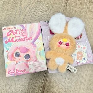 Baby Three Petit Macaron Cute Bunny Plush Pendant Cocoa Tan Brown Bag Charm